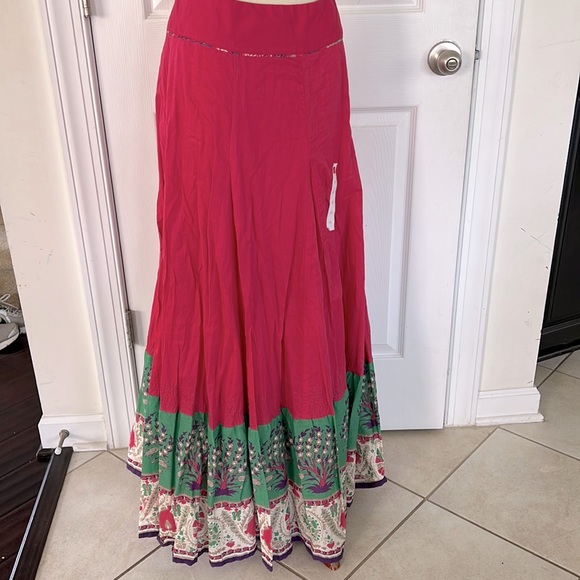 W PINK cotton full maxi skirt lined NWT - Picture 2 of 9